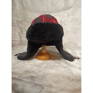 Vtg‎ Southpole Winter Trapper Hat Red And Black Lumber Jack Plaid